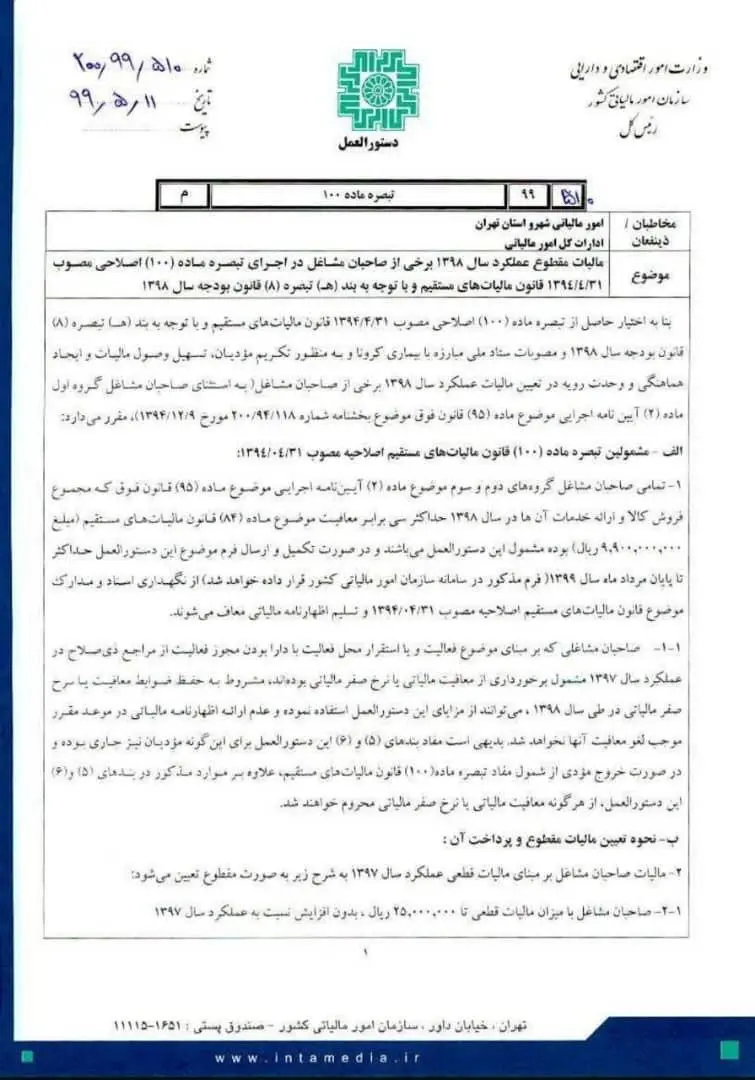 مالیات-مشاغل-جدول