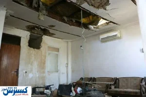 تخریب یک خانه در ایران با راکت های جنگ قره باغ + عکس