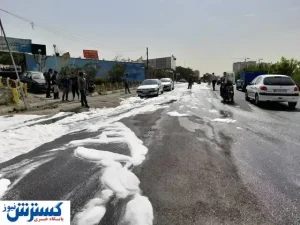 بنزین در اتوبان همت سرازیر شد / عکس