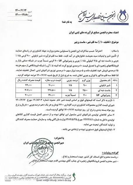 لبنیات-نامه
