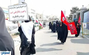 حامیان کفن پوش حجاب اجباری روبروی مجلس تجمع کردند + ویدئو