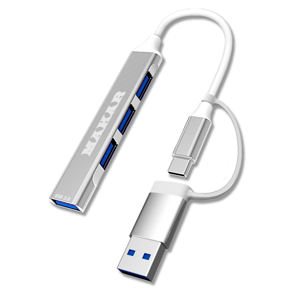 هاب دو سر با امکان اتصال هم زمان به پورت های usb و تایپ سی
